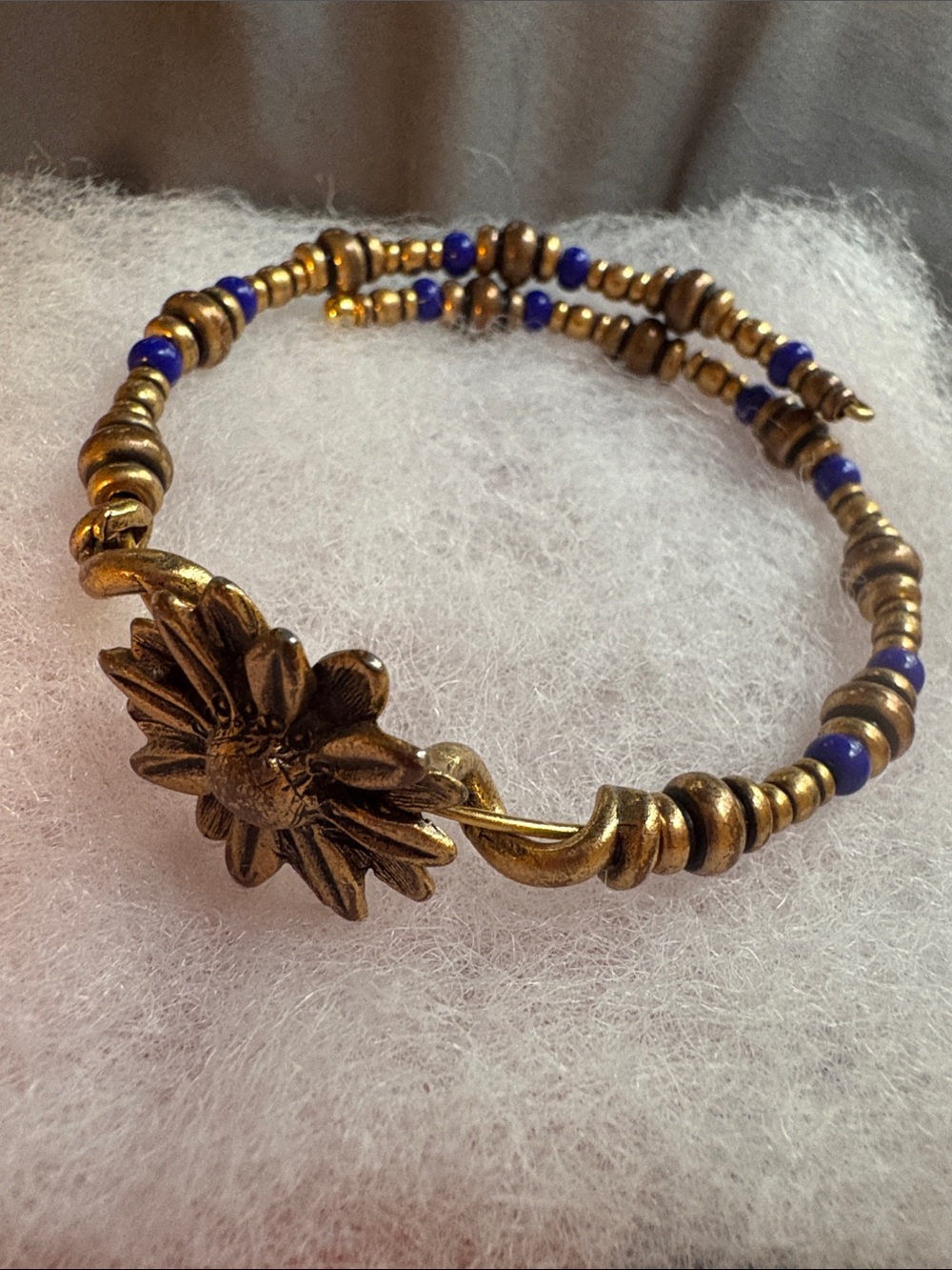Alex and Ani Gold and Blue Floral Stretch Bracelet - Women Jewelry